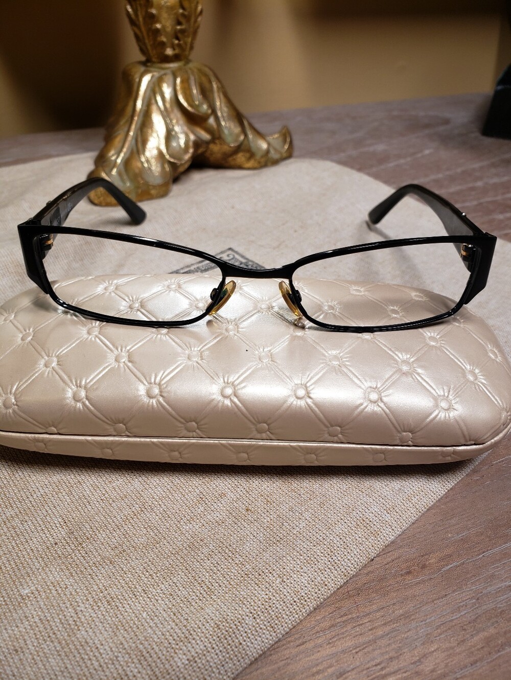 Authentic Gucci Black Prescription Frames Glasses w/ Gold GG Hardware - Picture 3 of 9
